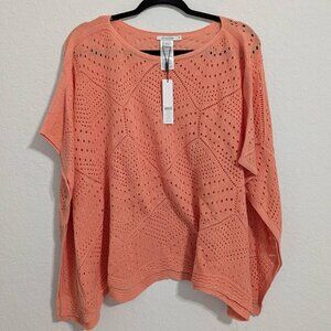 Chico's Women's Coral Crochet Poncho NWT (Size S/M)